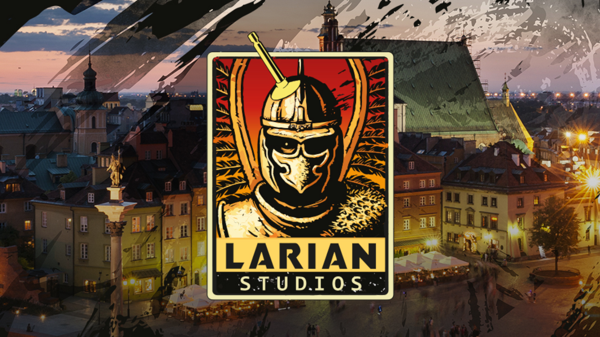 Logo de Larian Studios sur un fond décoratif
